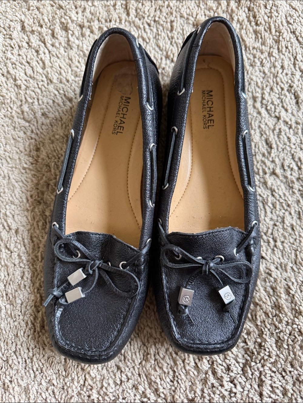 Michael Kors Black Leather Moccasin Driving Loafers